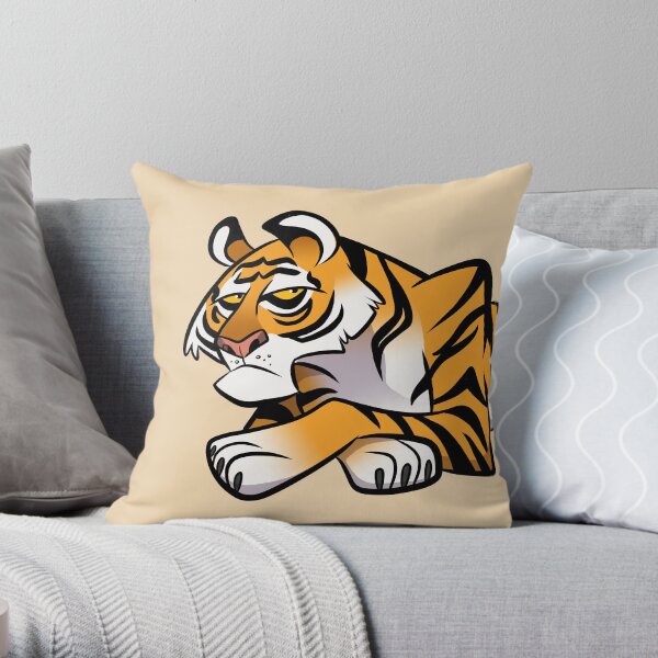 Tiger Caricature Throw Pillow