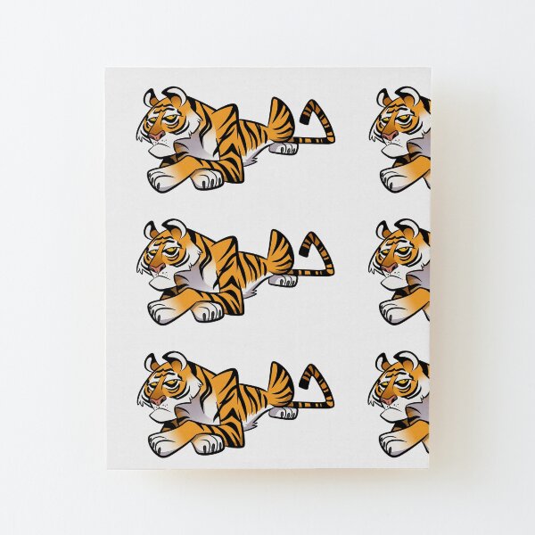 Tiger Caricature Wood Mounted Print