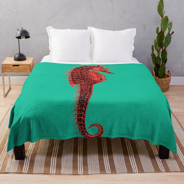 Item preview, RED SEAHORSE IN TURQUOISE BLUE Sea Life designed and sold by BulganLumini.