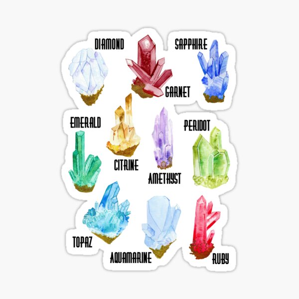 Crystal Identification Chart | Rainbow Pattern Sticker