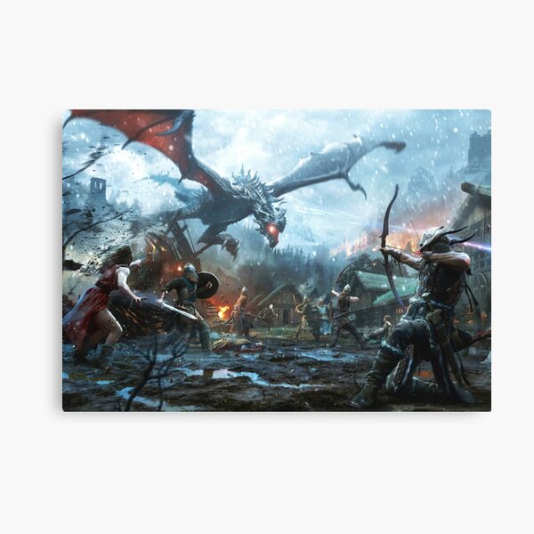Skyrim- Batalla de dragones Lienzo