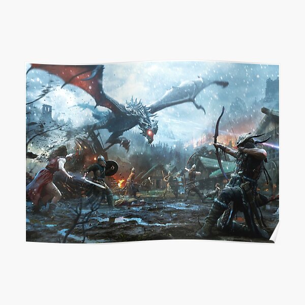 Skyrim - Dragon Battle Poster