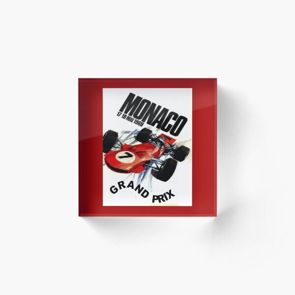 MONACO : Vintage 1969 Grand Prix Auto Racing Print Acrylic Block