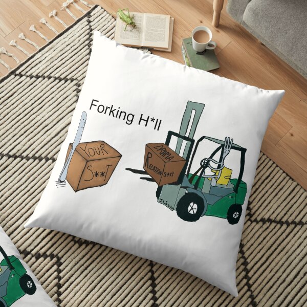 A Fork Forklifting all the Drama in the Relationship Floor Pillow