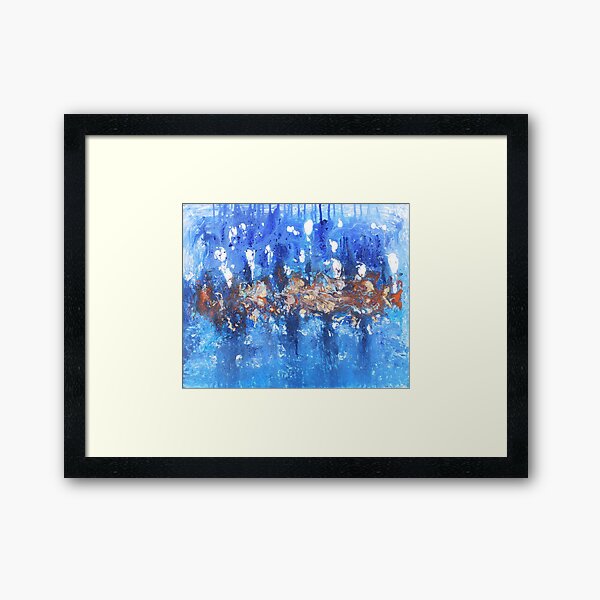 Golden Seas in Blue Cave - Underground Caves - Stalactites and Stalagmites Collection Designed and created by (c) Janet Watson Art Framed Art Print