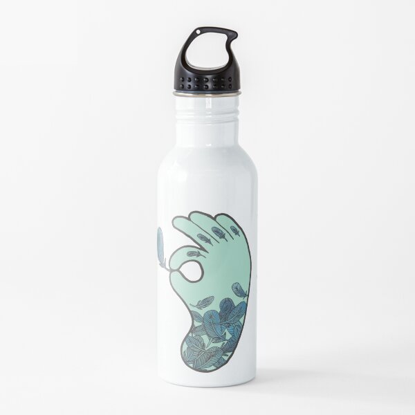 Blue Feather Tattoo Water Bottle