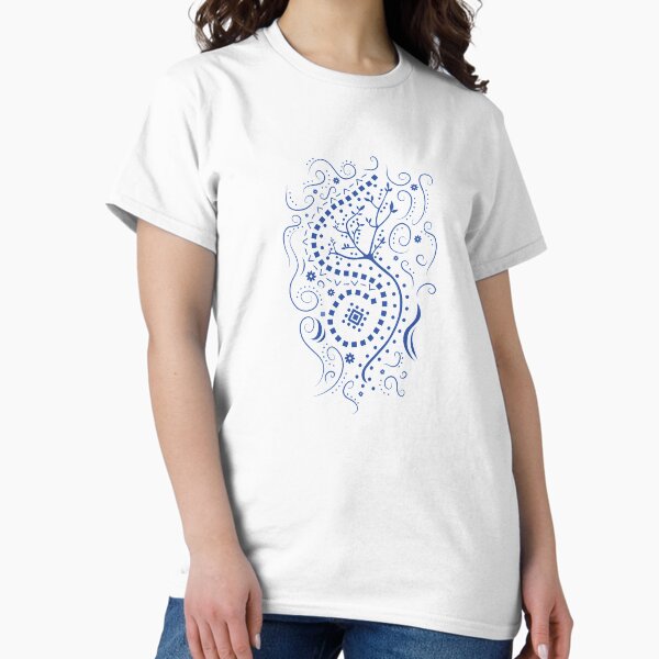 Blue Botanical Swirls Classic T-Shirt