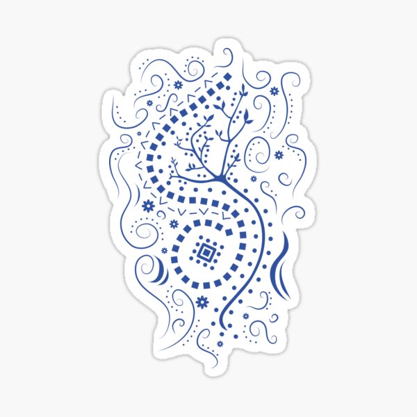 Blue Botanical Swirls Sticker