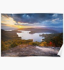 Blue Ridge Mountains Sunset - Jocassee Gold Poster