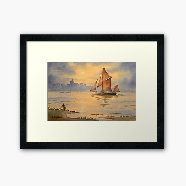 Thames Barge At Sunset Maldon Essex Framed Art Print