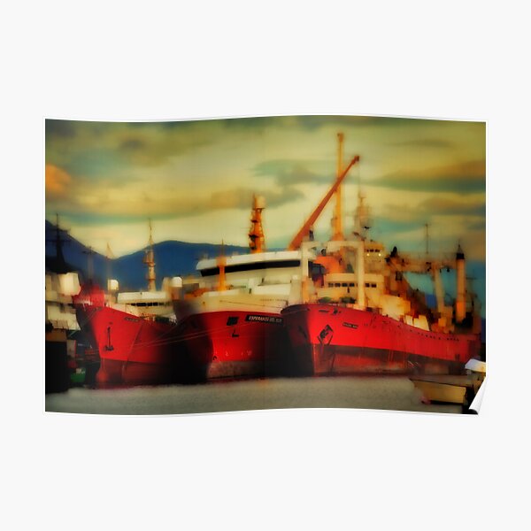 Red Ships at Ushuaia Poster