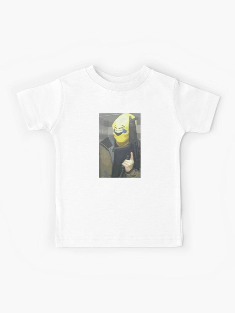 Emoji Mask Gun Man Kids T Shirt By Snotdesigns Redbubble - t shirt roblox gun