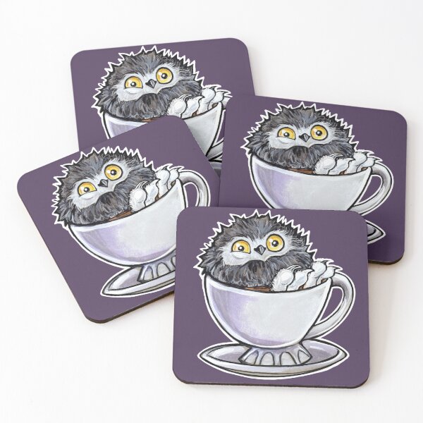 Item preview, Snowy owl poof in tea designed and sold by ArtOfBianca.
