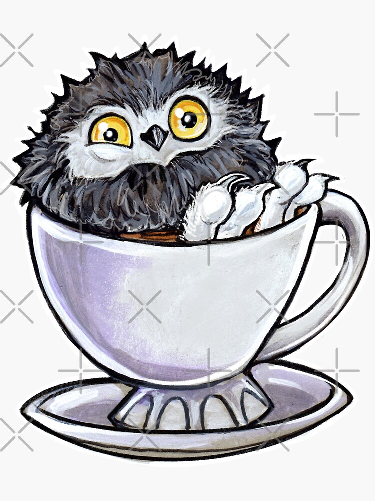 Snowy owl poof in tea by ArtOfBianca