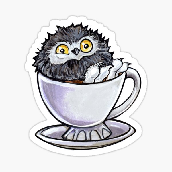 Item preview, Snowy owl poof in tea designed and sold by ArtOfBianca.