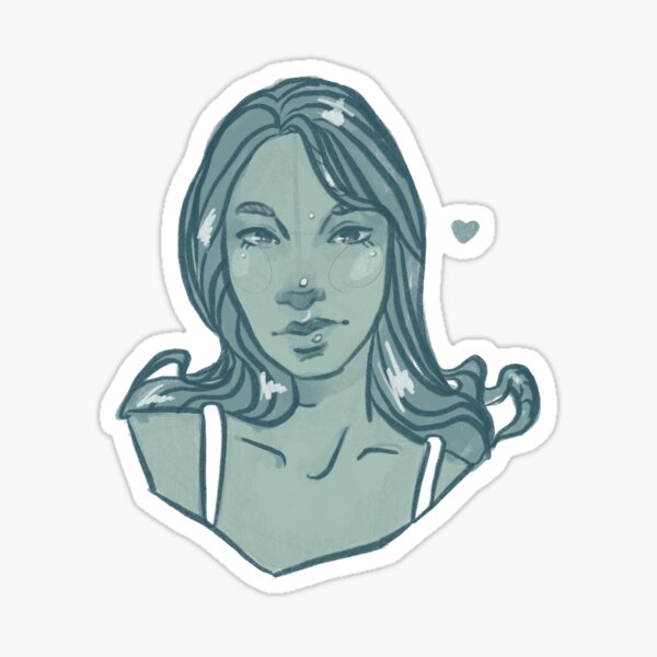 Jade Portrait Graphic Illustration Sticker For Sale By Livelonganddraw Redbubble