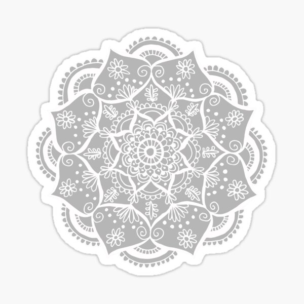 Grey and White Flower Mandala Sticker