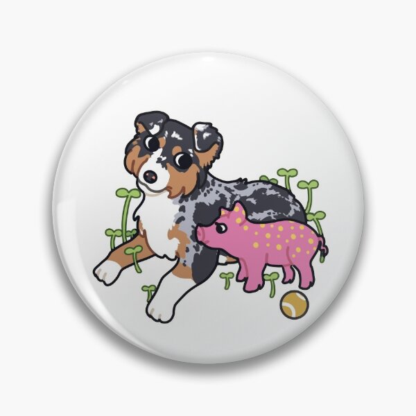 Item preview, Australian Shepherd blue Merle with pig designed and sold by Ivy Fox Illustration.