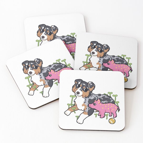 Item preview, Australian Shepherd blue Merle with pig designed and sold by Ivy Fox Illustration.