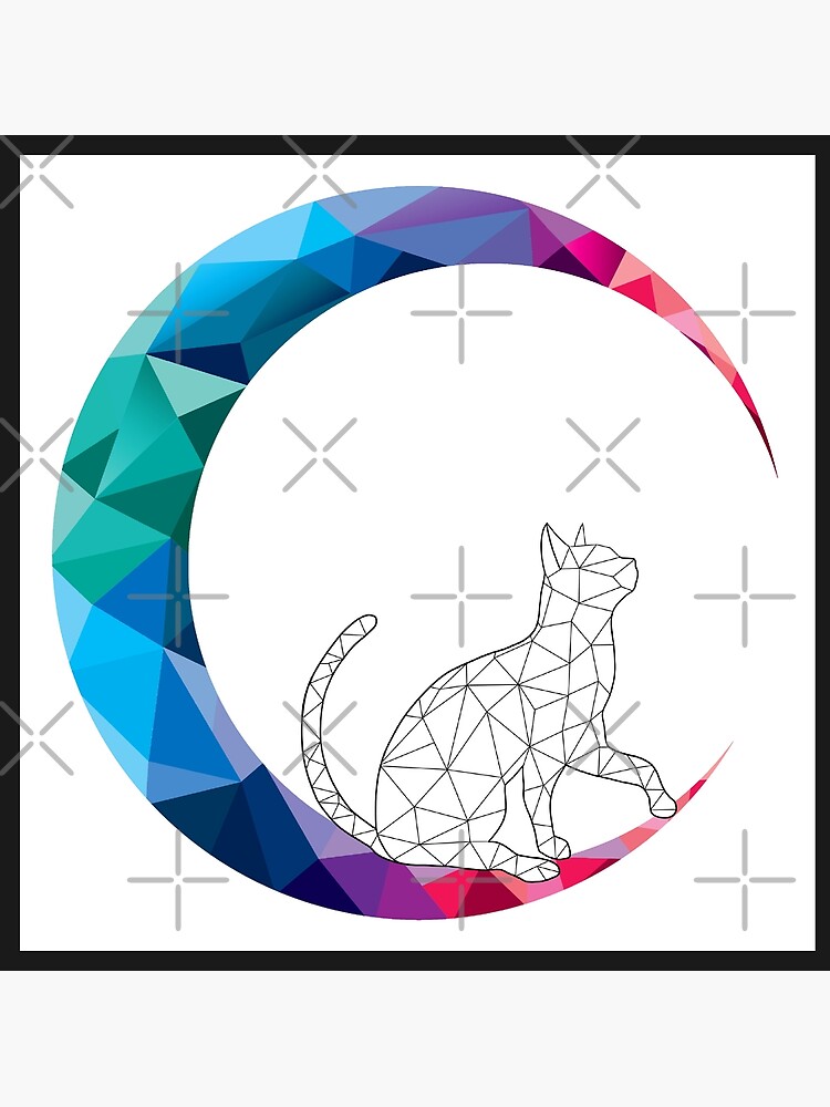 Geometric Cat and Moon Poster for Sale by IndiePet