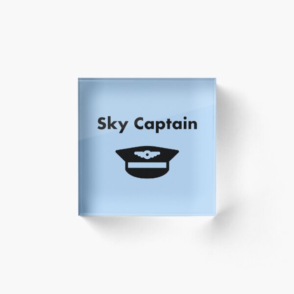 Sky Captain Airline Pilot Hat Monotone Acrylic Block