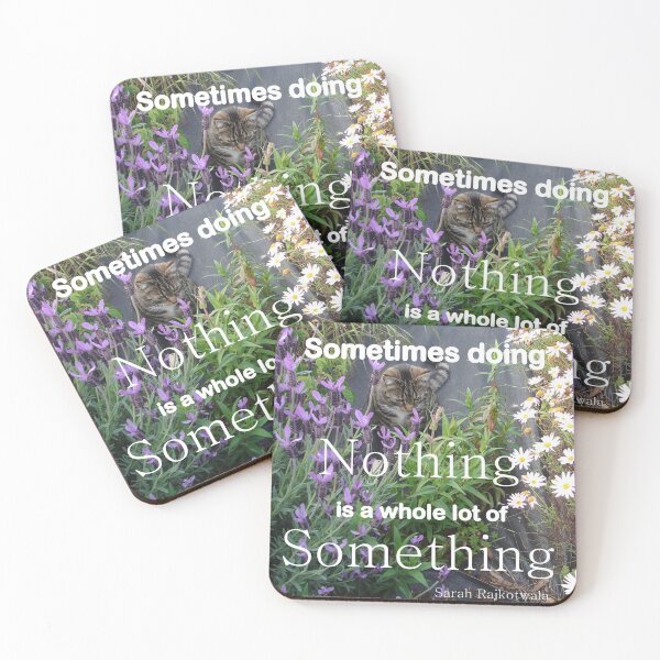 Item preview, Tabby Cat Purple Flowers Doing Nothing Quote designed and sold by Sarah  Rajkotwala.