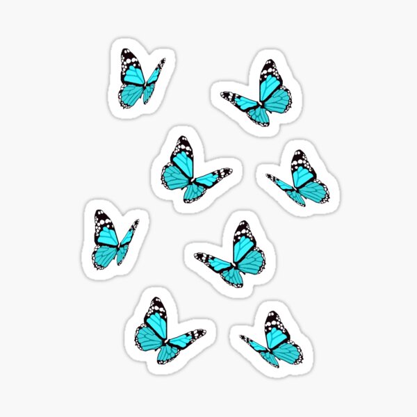Teal Butterflies Sticker By Maiaswamy Redbubble