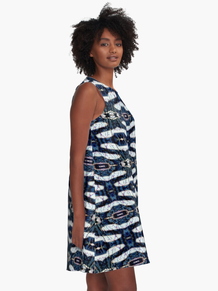 Thumbnail 2 of 4, A-Line Dress, Kaleidoscope Blue  designed and sold by kinkatstyle.