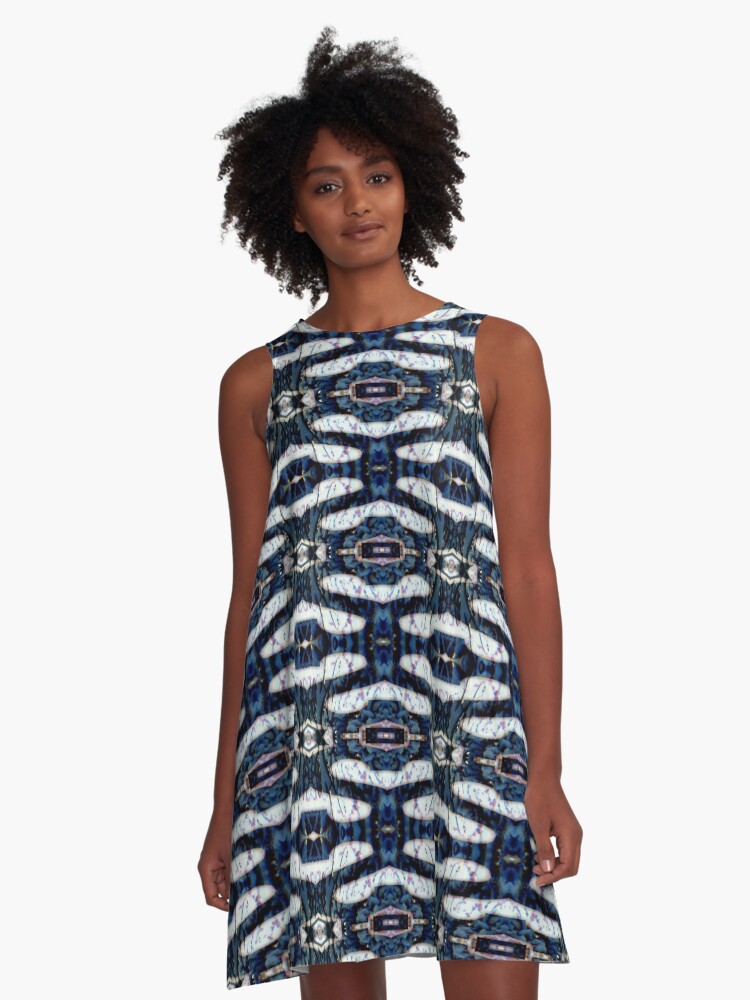 Thumbnail 1 of 4, A-Line Dress, Kaleidoscope Blue  designed and sold by kinkatstyle.