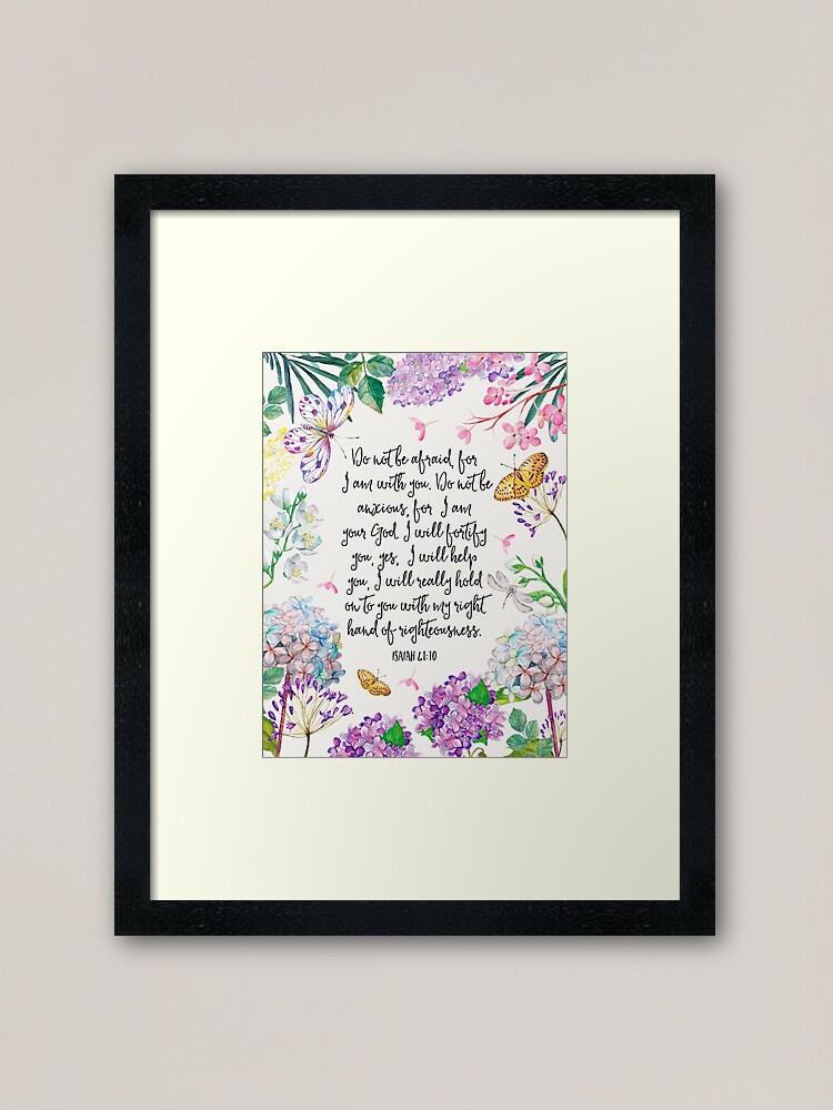 Alternate view of Isaiah 41:10 (Flowers and Butterflies) Framed Art Print