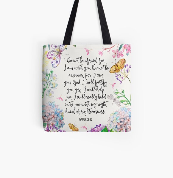 Isaiah 41:10 (Flowers and Butterflies) All Over Print Tote Bag