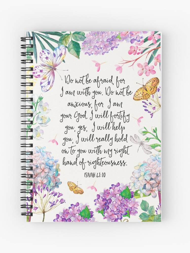 Thumbnail 1 of 3, Spiral Notebook, Isaiah 41:10 (Flowers and Butterflies) designed and sold by Paper Bee Gift Shop.