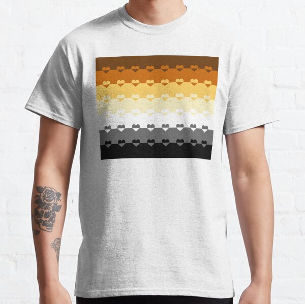 LGBTQ Flag with Hearts v1 - Bear Classic T-Shirt