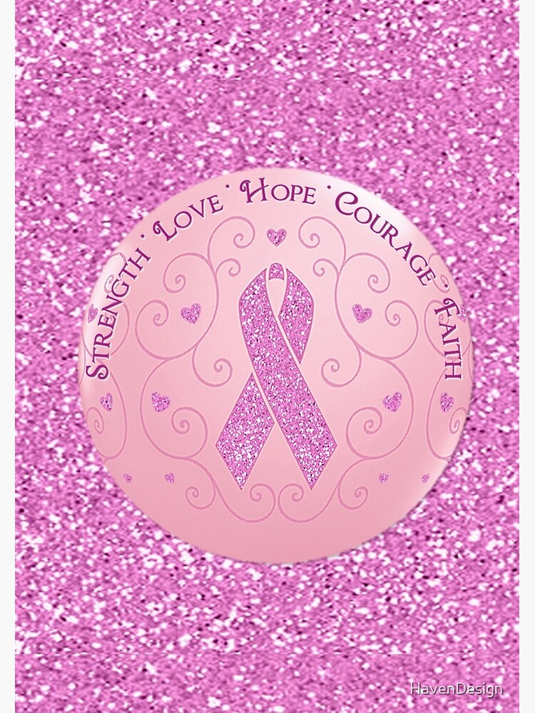 “Breast Cancer Pink Ribbon Glitter Logo” Spiral Notebook for Sale by