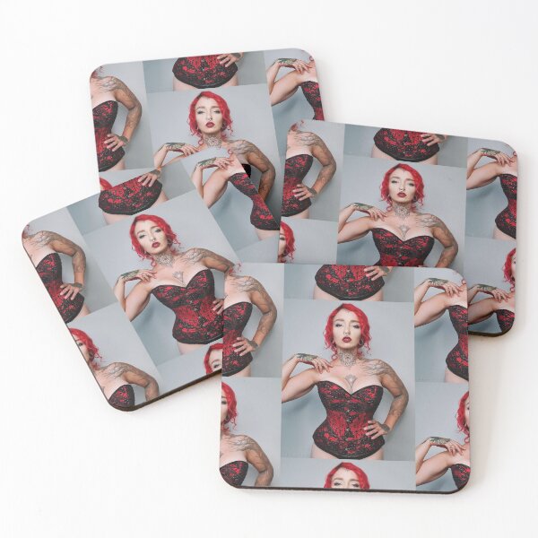 Item preview, Red & Black Corset Red Haired Tattooed Beauty - Empress Eyrie Photograph designed and sold by EmpressEyrie.