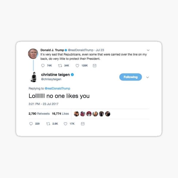Chrissy Teigen vs. Donald Trump Sticker