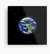 Pixel Earth Metal Print
