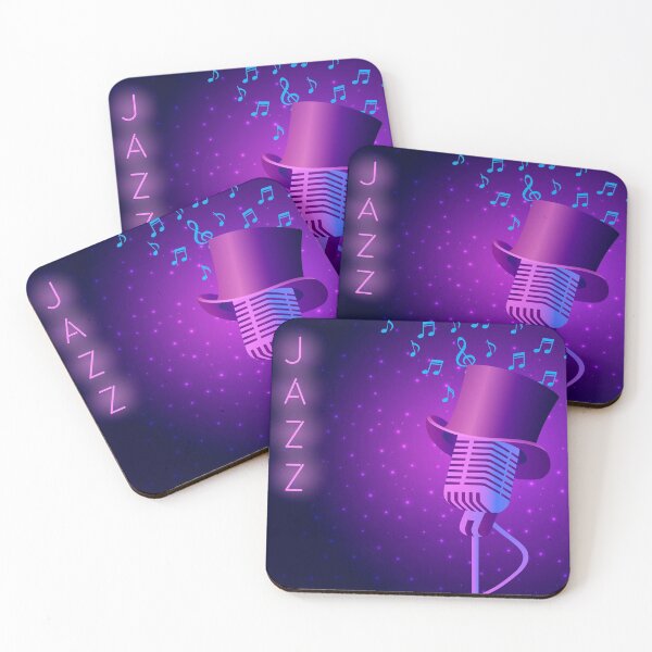Item preview, Jazz night party vector glowing poster with cylinder hat and retro mic designed and sold by Familyshmot.