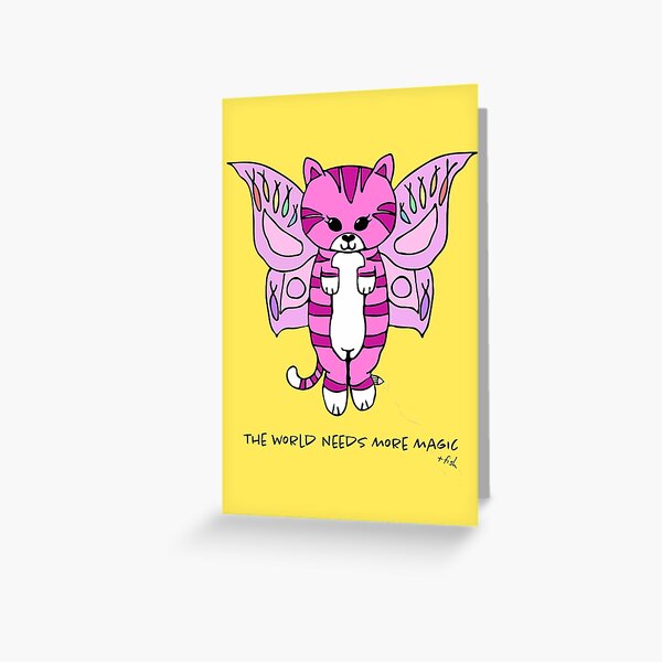 Fairy Kitty Guardian of Magic (& fish) Greeting Card