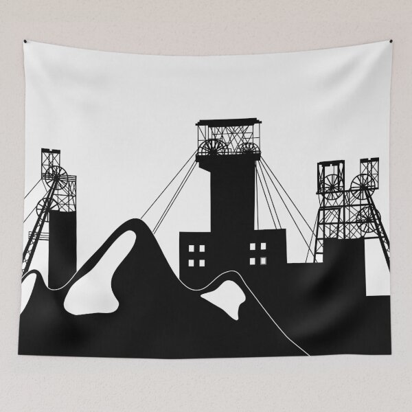 Item preview, Industrial coal mining slag heaps and structural headframes above mine shaft designed and sold by Familyshmot.
