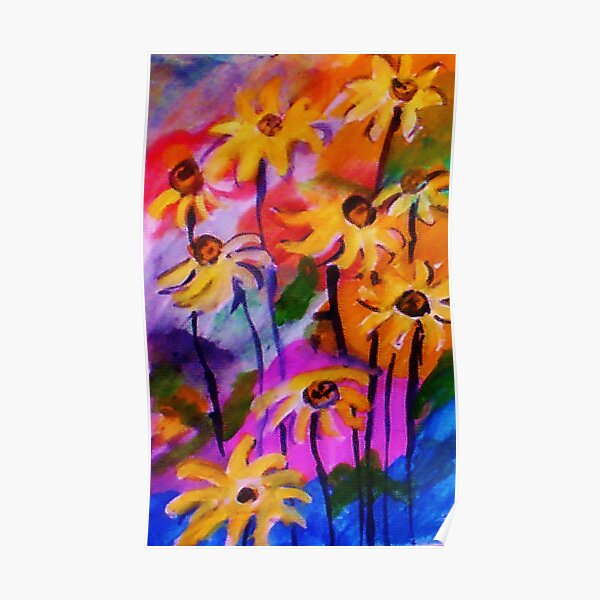 Series #2 of abstract daisies,watercolor Poster