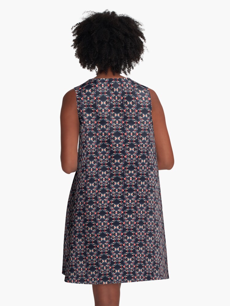 Thumbnail 3 of 4, A-Line Dress, Running Deer: ᎠᏓᏟᏒᎢ ᎠᏫᎢᎾᎨᎡᎯ: a-da-tli-sv-i a-wi-i-na-ge-e-hi designed and sold by kinkatstyle.