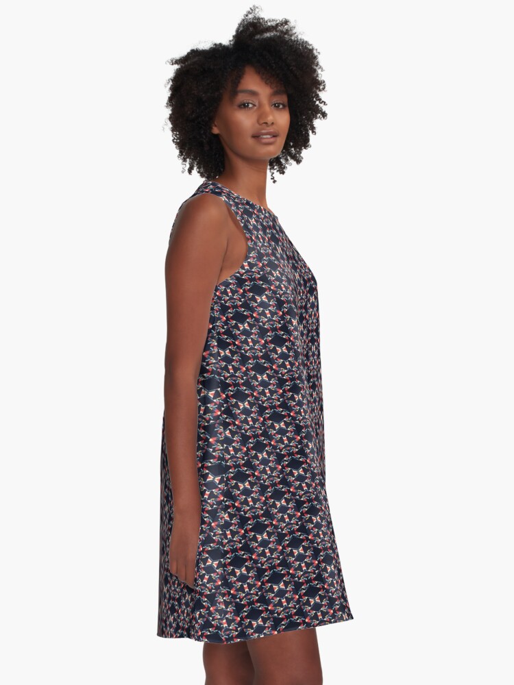 Thumbnail 2 of 4, A-Line Dress, Running Deer: ᎠᏓᏟᏒᎢ ᎠᏫᎢᎾᎨᎡᎯ: a-da-tli-sv-i a-wi-i-na-ge-e-hi designed and sold by kinkatstyle.