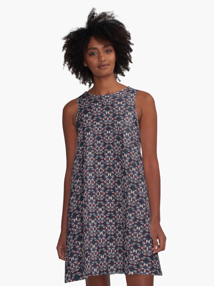 Thumbnail 1 of 4, A-Line Dress, Running Deer: ᎠᏓᏟᏒᎢ ᎠᏫᎢᎾᎨᎡᎯ: a-da-tli-sv-i a-wi-i-na-ge-e-hi designed and sold by kinkatstyle.