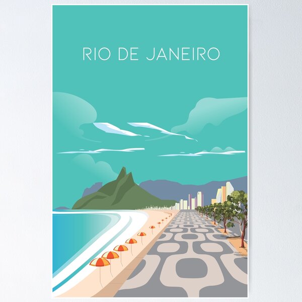 Item preview, Rio re janeiro brazil travel poster street blue beach summer designed and sold by Arctic frame studio.