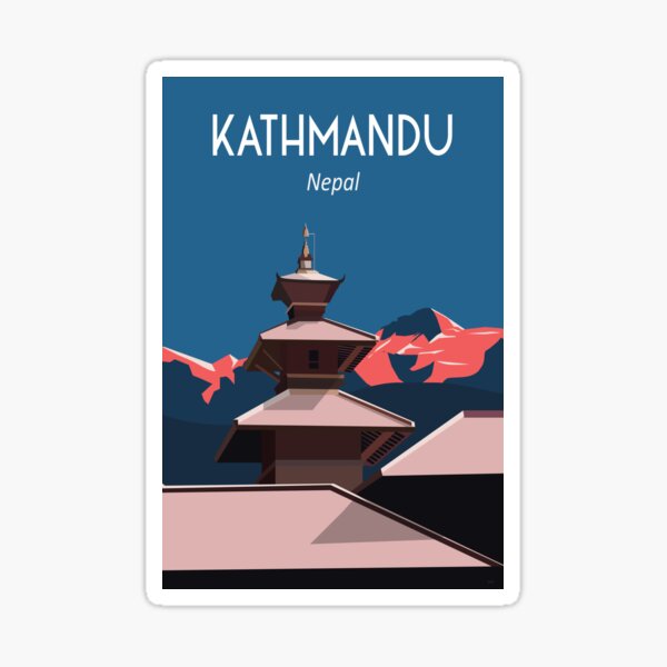 "Nepal Kathmandu everest travel poster print art culture" Sticker by Caravanstudio Redbubble