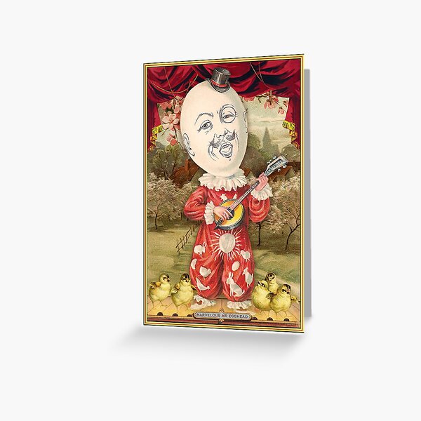 Item preview, Mr. Egghead with Easter Chicks and Mandolin  designed and sold by GrayHareCards.