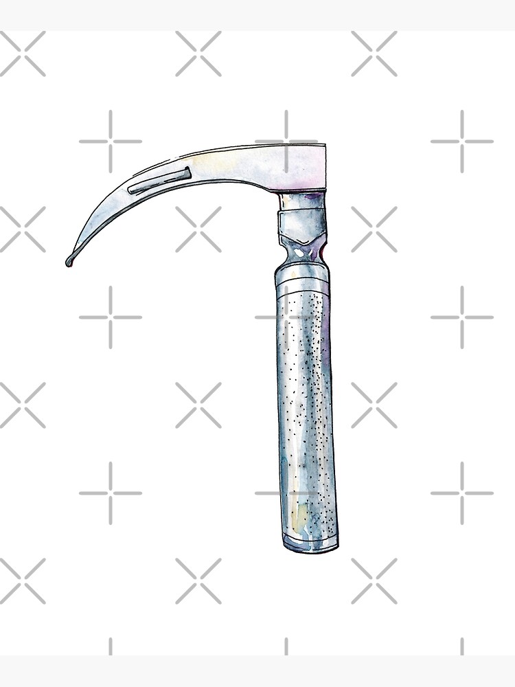 "Watercolor hand drawn sketch illustration of laryngoscope isolated on white" Canvas Print for