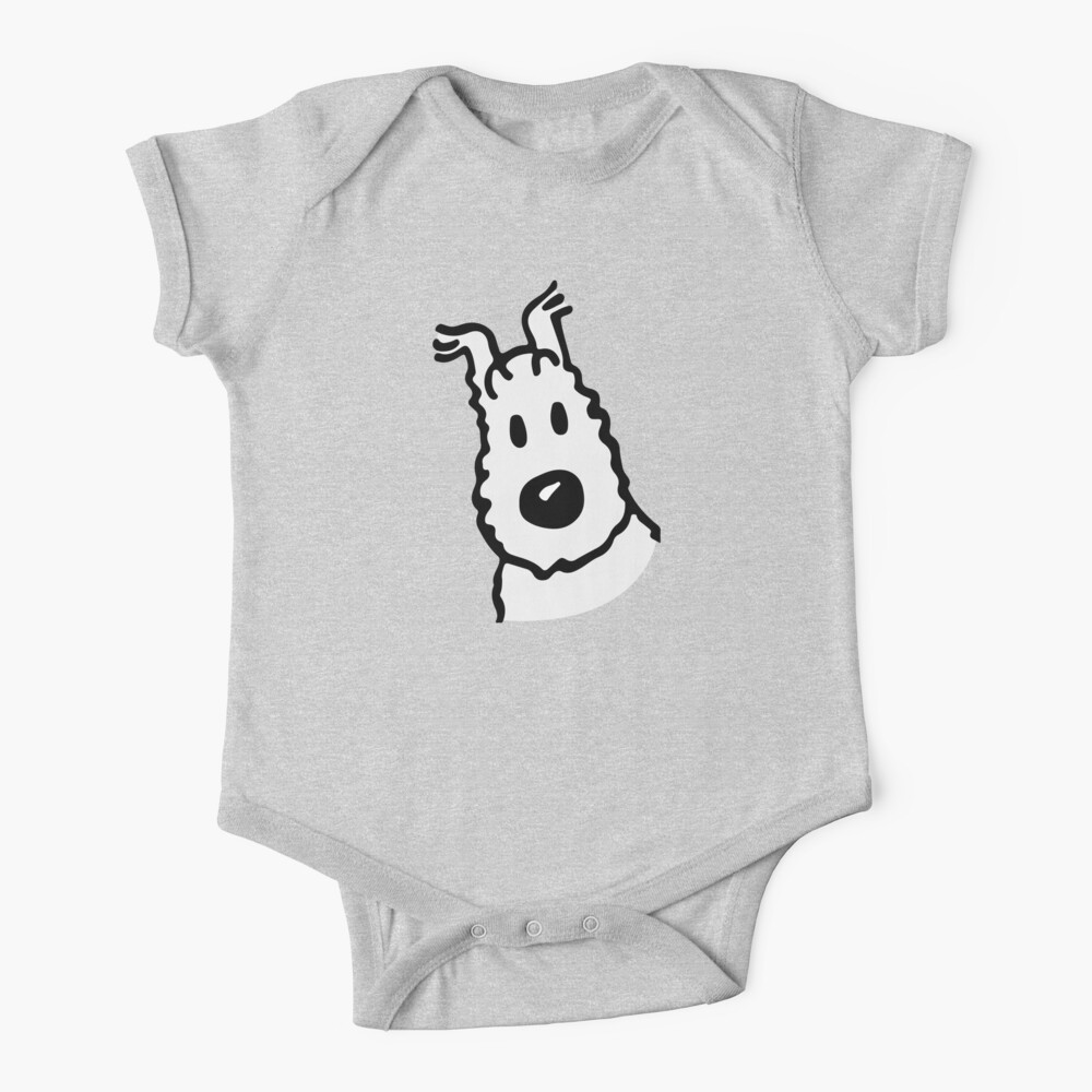 Snowy (Milou), Terrier Dog from Tintin Comics, Artwork for Wall Art, Posters, T-Shirts, Men, Women, Kids Baby One-Piece