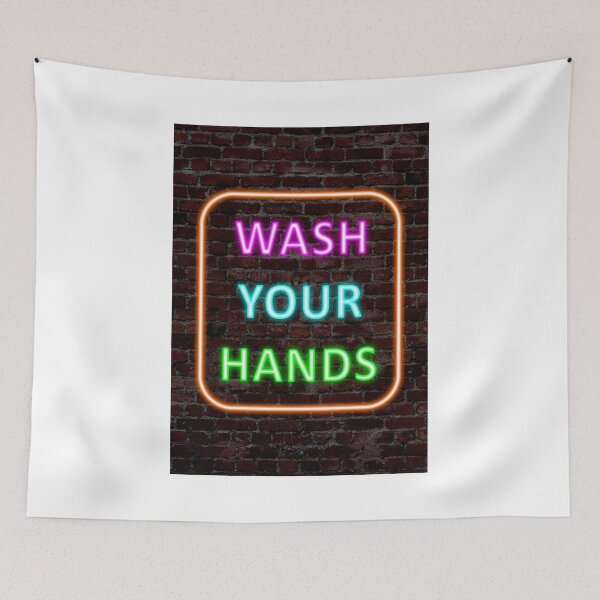 Item preview, Wash your hands warning neon sign designed and sold by BigTime.